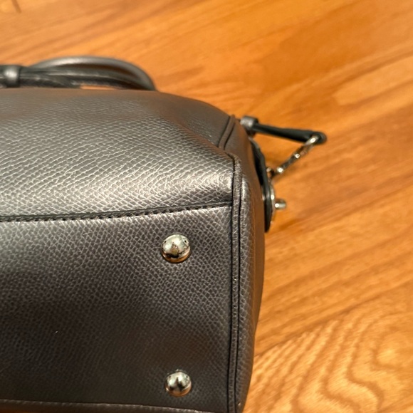 Coach Mini Bennett Metallic Cross Grain Leather Satchel in Silver/Gray - Picture 8 of 12